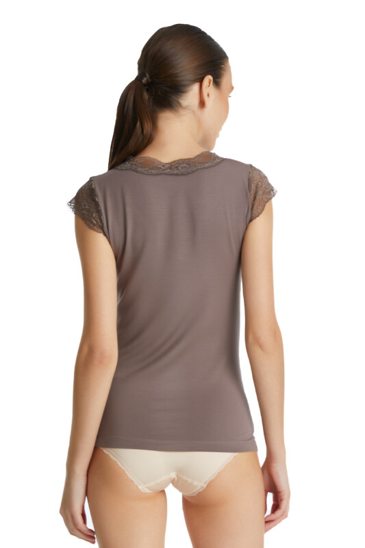 Kadın T-Shirt 1348 - Kahverengi - 3