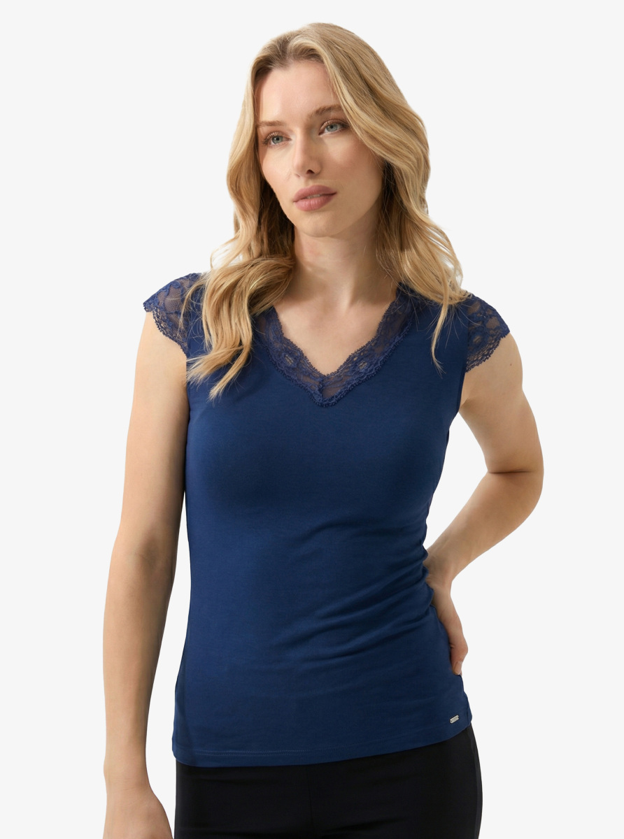 Kadın Modal Elastan T-Shirt 1348 - Lacivert - 3