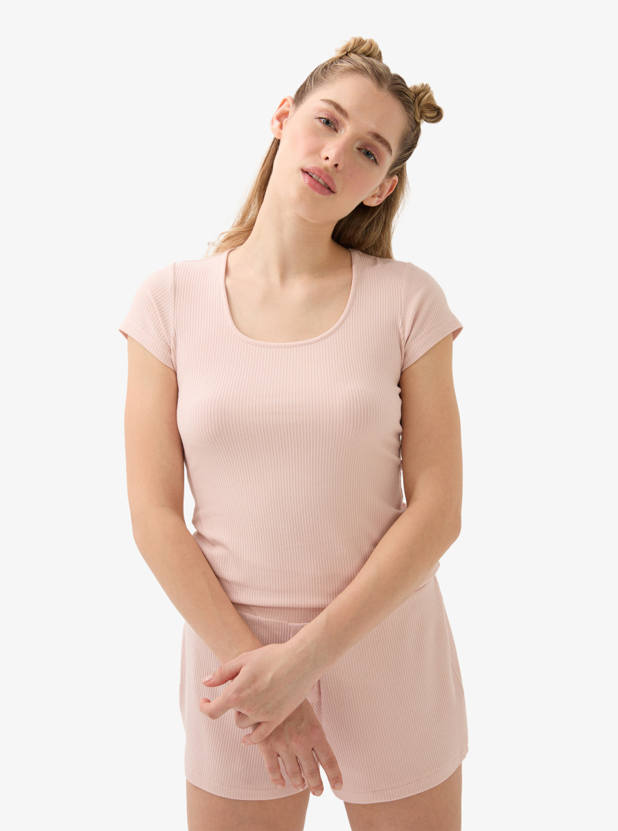 Kadın T-Shirt 51921 - Pudra - 3