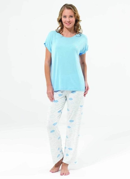 Kadın T-shirt 6015 - Mavi - 1