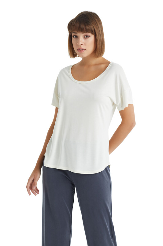 Kadın T-Shirt 60255 - Krem - 3