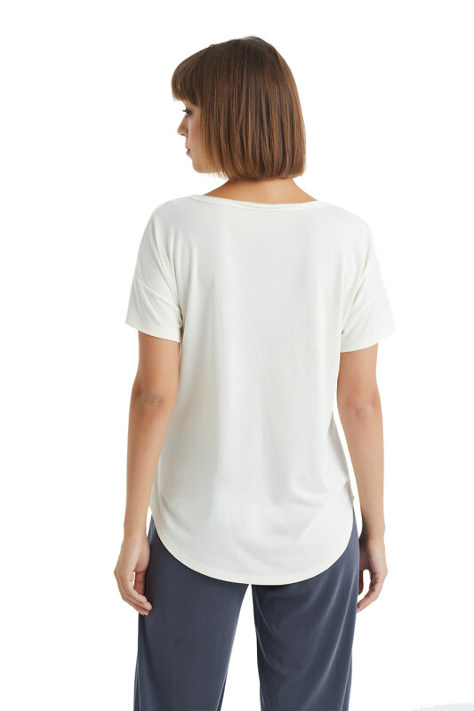 Kadın T-Shirt 60255 - Krem - 5