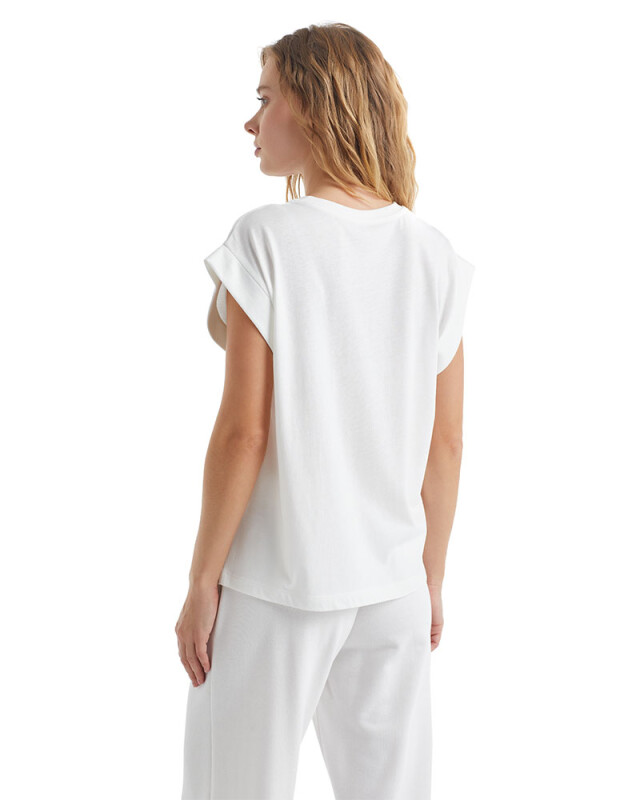 Kadın T-Shirt 60306 - Beyaz - 4