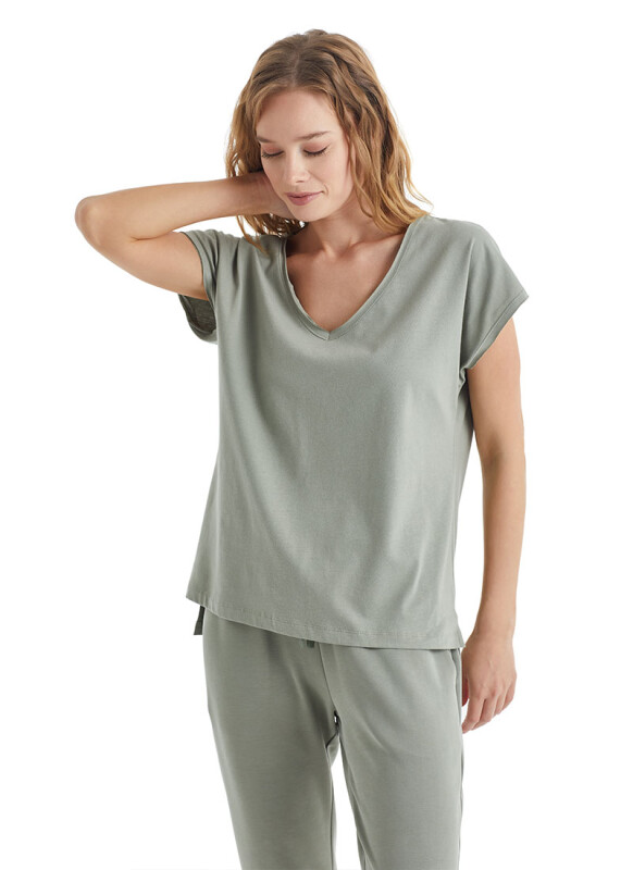 Kadın T-Shirt 60317 - Yeşil - 5