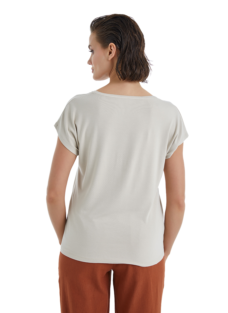 Kadın T-Shirt 60395 - Bej - 2