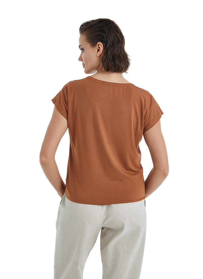 Kadın T-Shirt 60395 - Kahverengi - 5