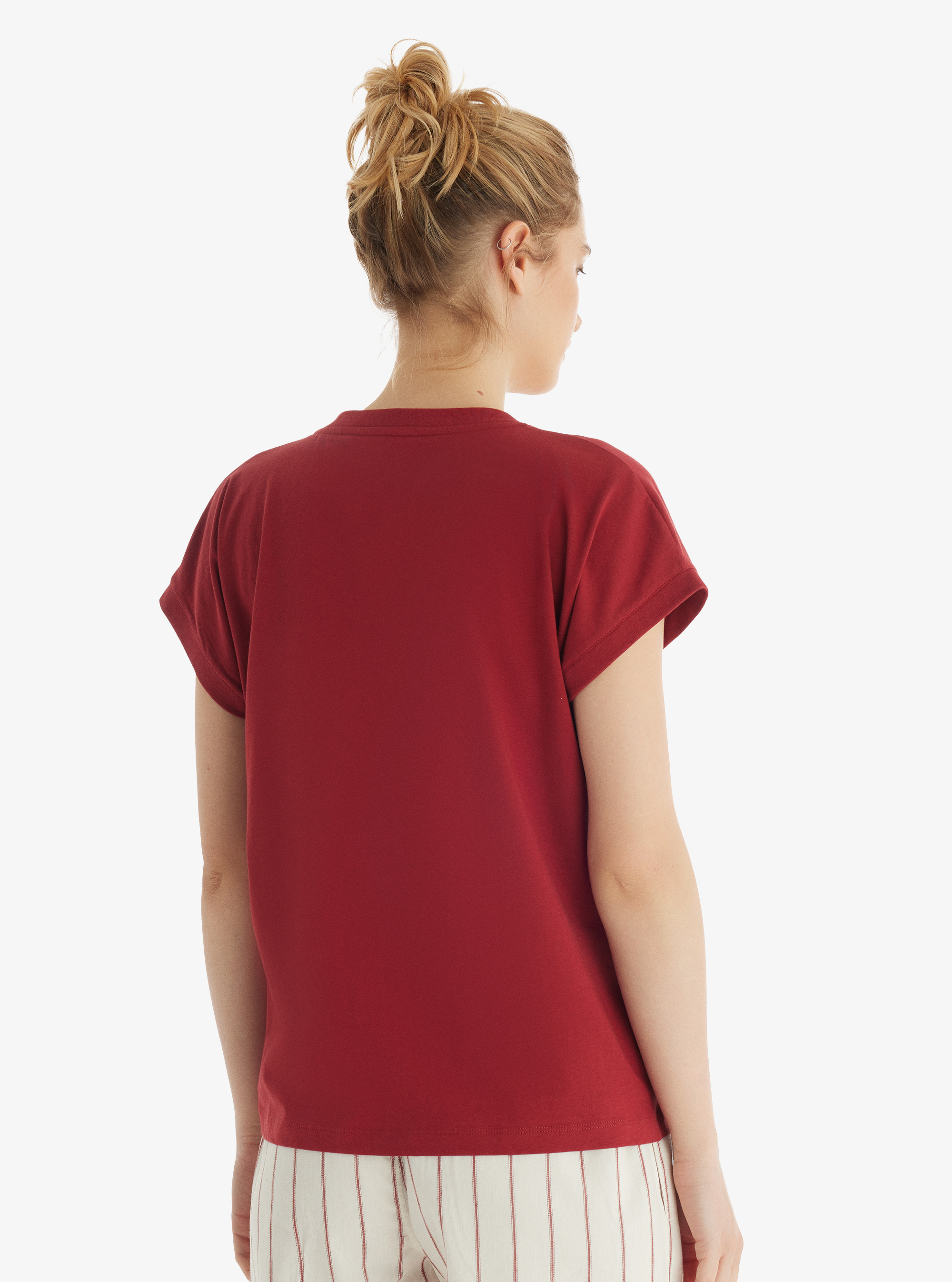 Kadın T-Shirt 60553 - Bordo - 3