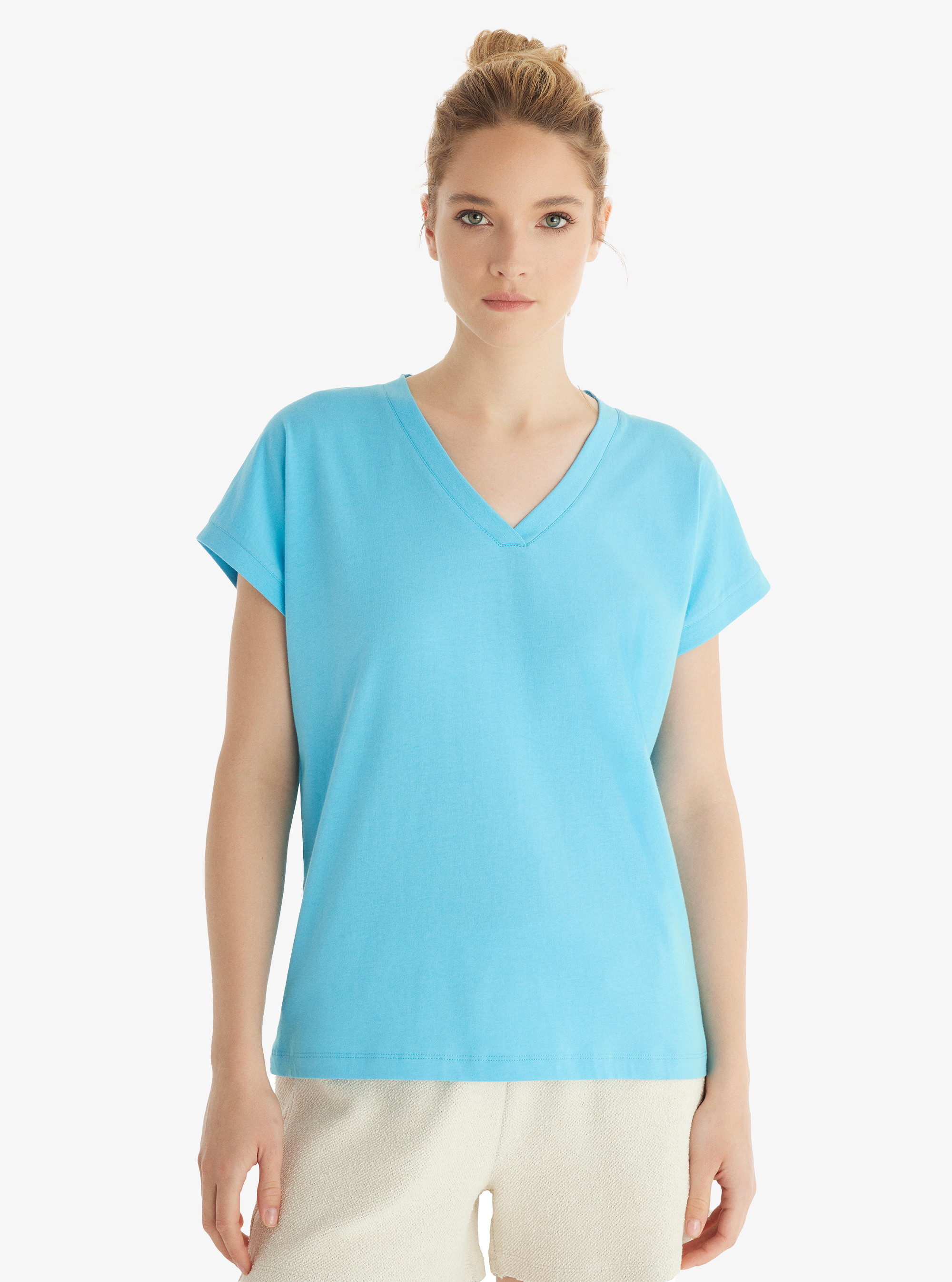 Kadın T-Shirt 60553 - Mavi - Blackspade
