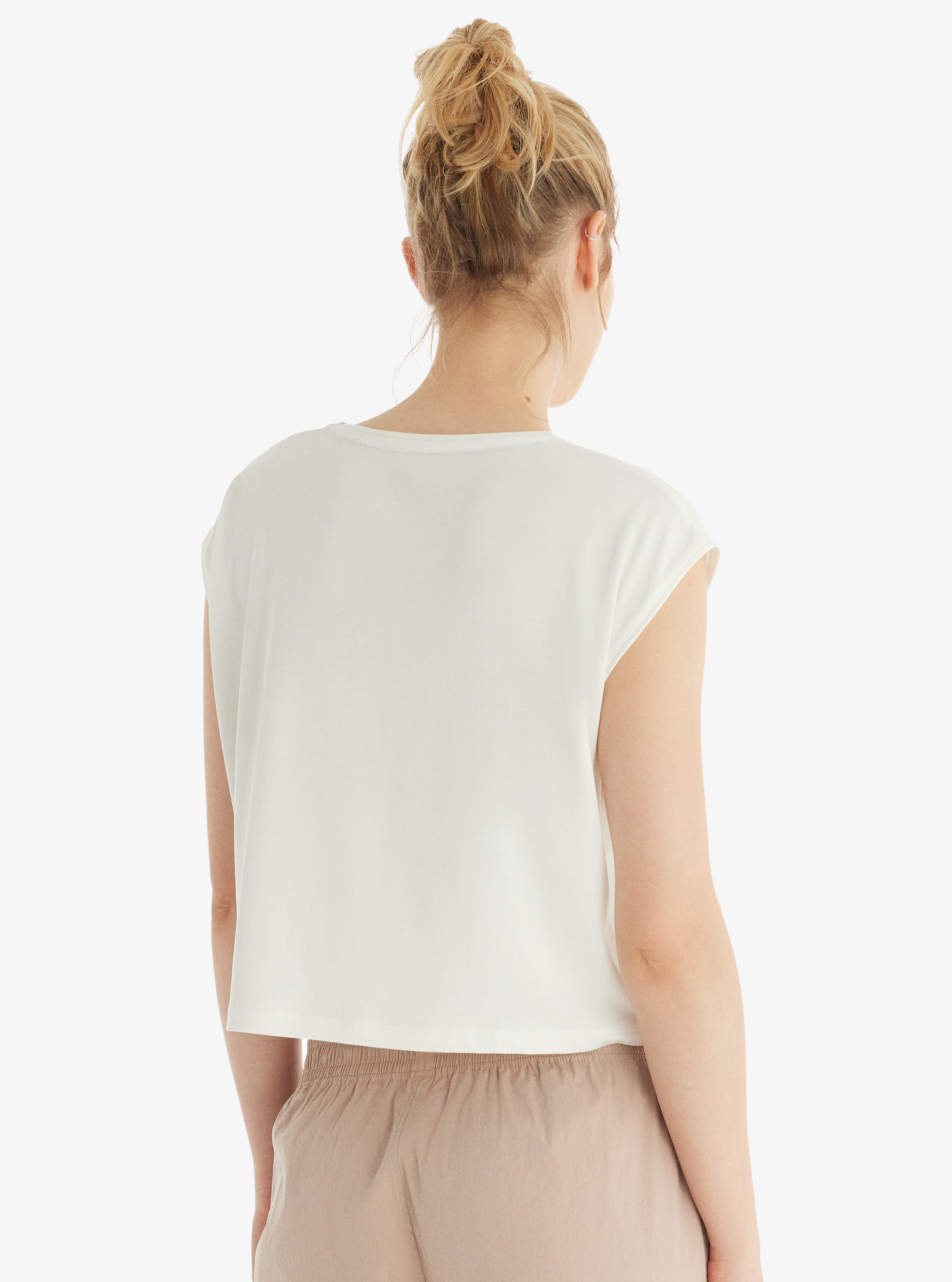 Kadın T-Shirt 60561 - Krem - 2