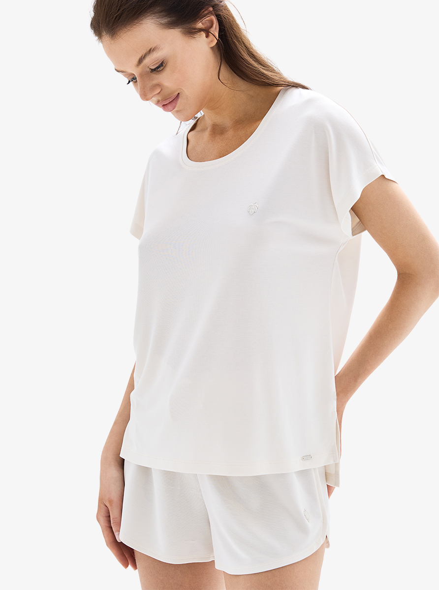 Kadın T-Shirt 60620 - Krem - 1