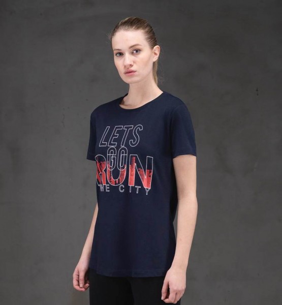 Kadın T-Shirt - 6688 - Lacivert - 1