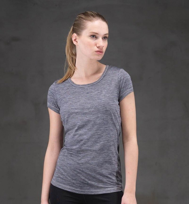 Kadın T-Shirt - 6693 - Gri Melanj - 1