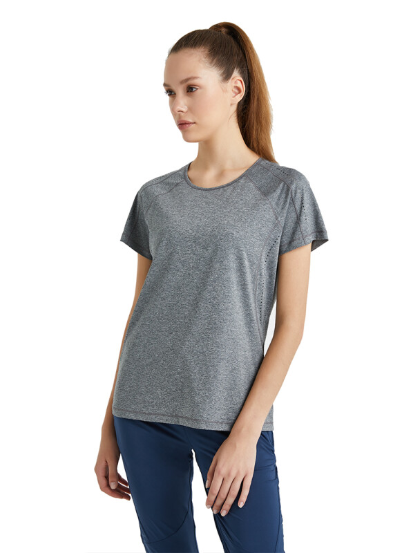 Kadın T-Shirt 70430 - Gri Melanj - 3