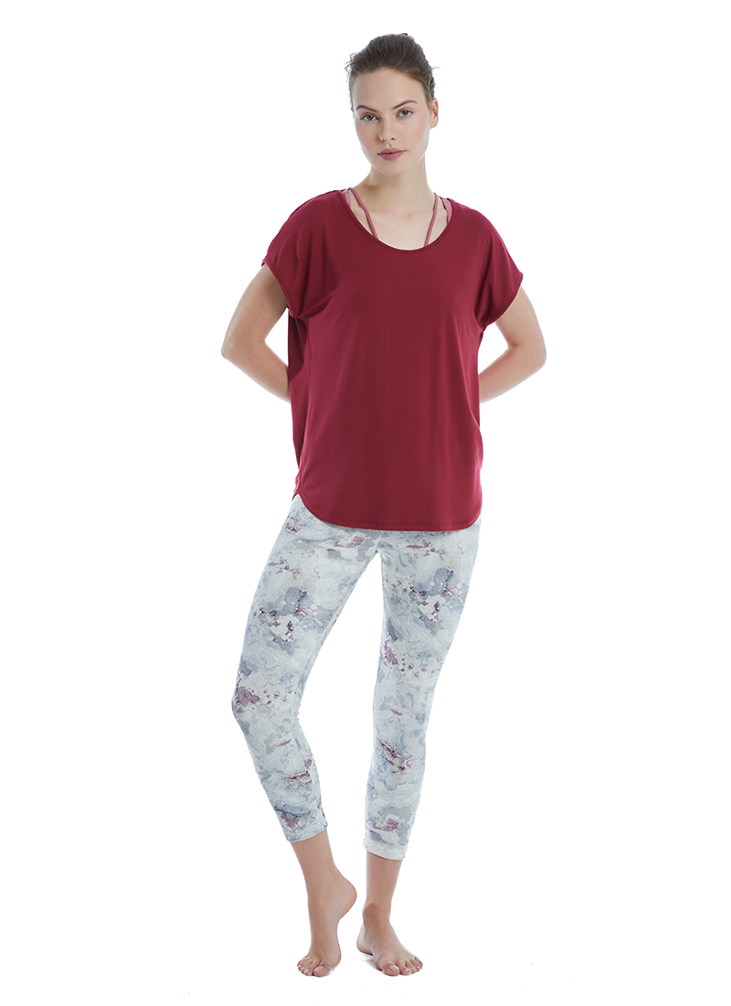 Kadın T-Shirt 70527 - Bordo - 1