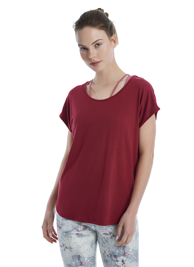 Kadın T-Shirt 70527 - Bordo - 3