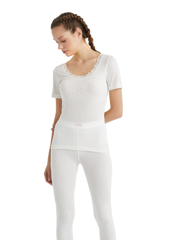 Kadın Termal Tişört 1. Seviye 1267 - Beyaz - 6
