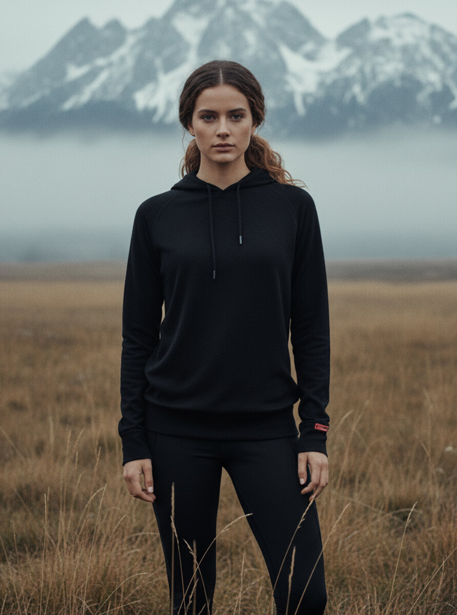 Kadın Termal Kapşonlu Sweatshirt 2. Seviye 5938 - Siyah - Blackspade