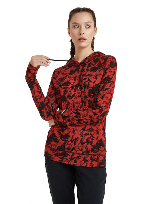 Kadın Termal Kapşonlu Sweatshirt 2. Seviye 6194 - Kırmızı - 1