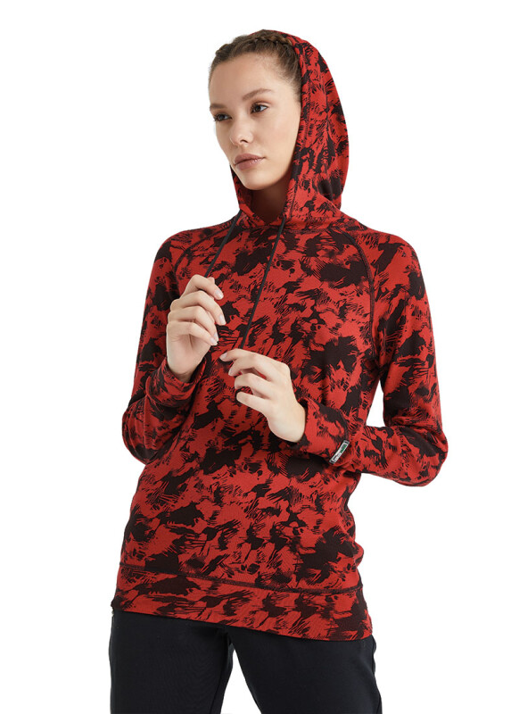 Kadın Termal Kapşonlu Sweatshirt 2. Seviye 6194 - Kırmızı - 6