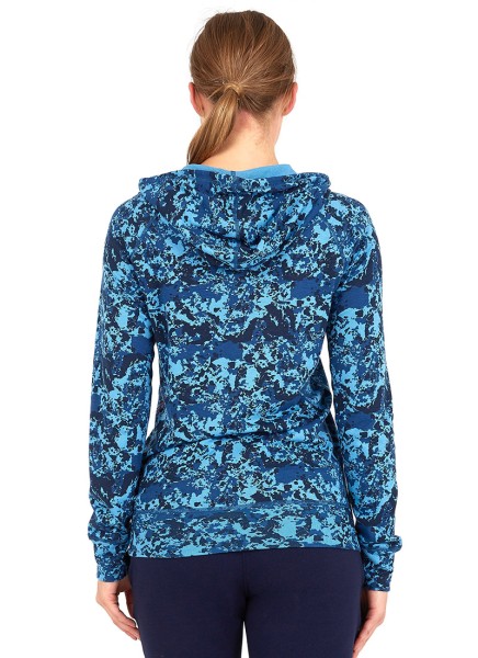 Kadın Termal Kapşonlu Sweatshirt 2. Seviye 6194 - Mavi Çizgi Desenli - 2