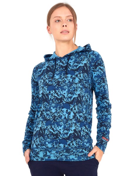 Kadın Termal Kapşonlu Sweatshirt 2. Seviye 6194 - Mavi Çizgi Desenli - 1