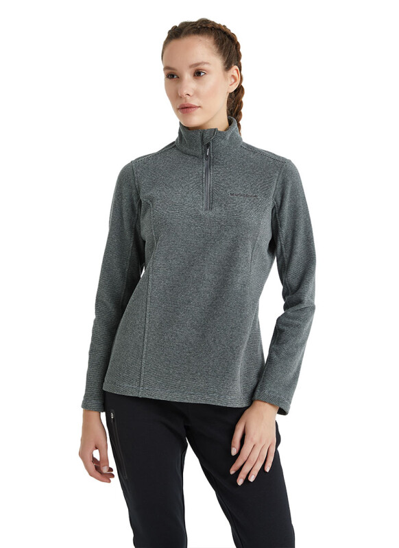 Kadın Termal Sweatshirt 51261 - Gri Melanj - 1