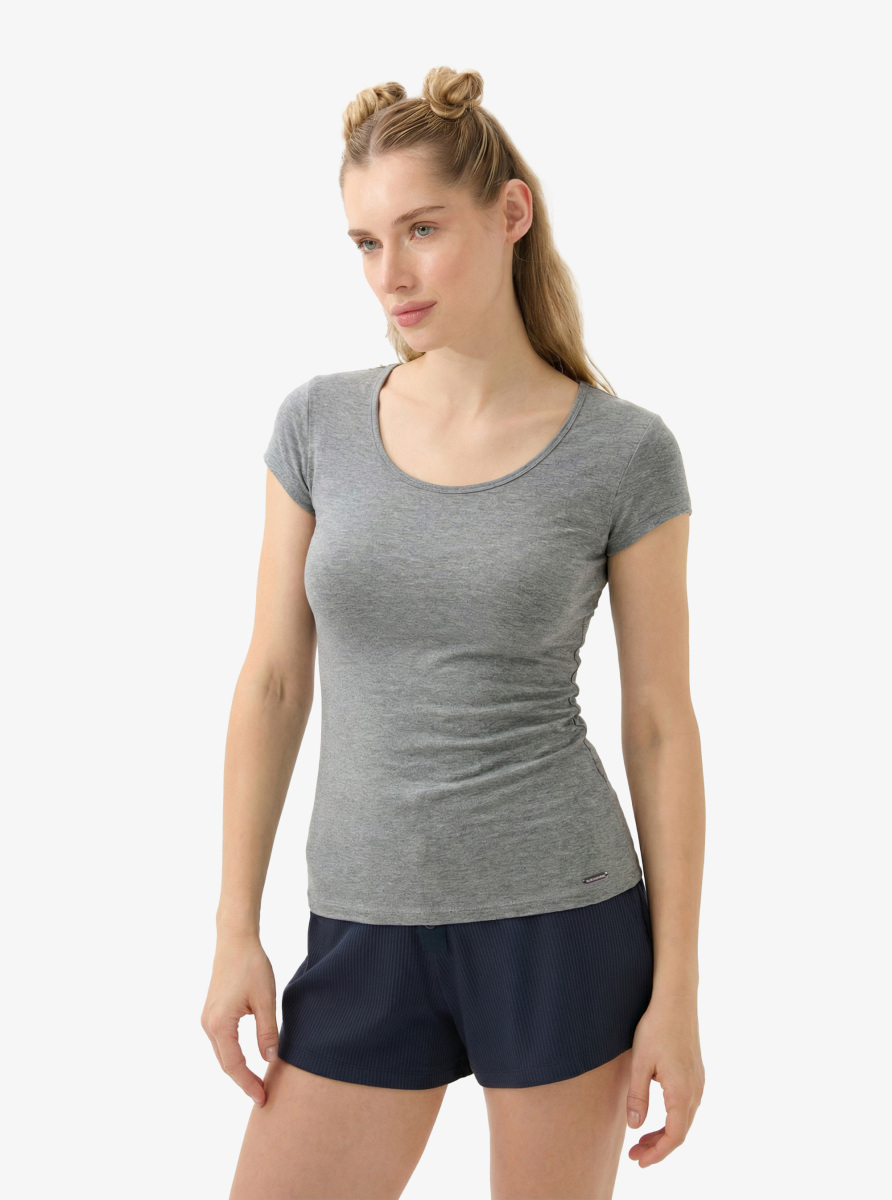 Kadın T-Shirt Silver 1622 - Gri Melanj - 1