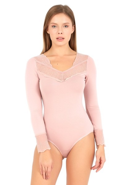 Kadın Uzun Kollu Body 50713 - Pembe - 1