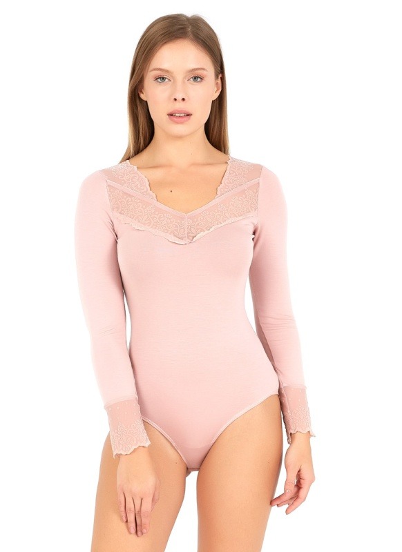 Kadın Uzun Kollu Body 50713 - Pembe - 1