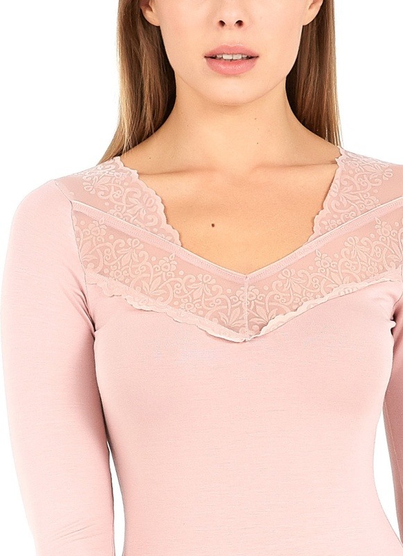 Kadın Uzun Kollu Body 50713 - Pembe - 2