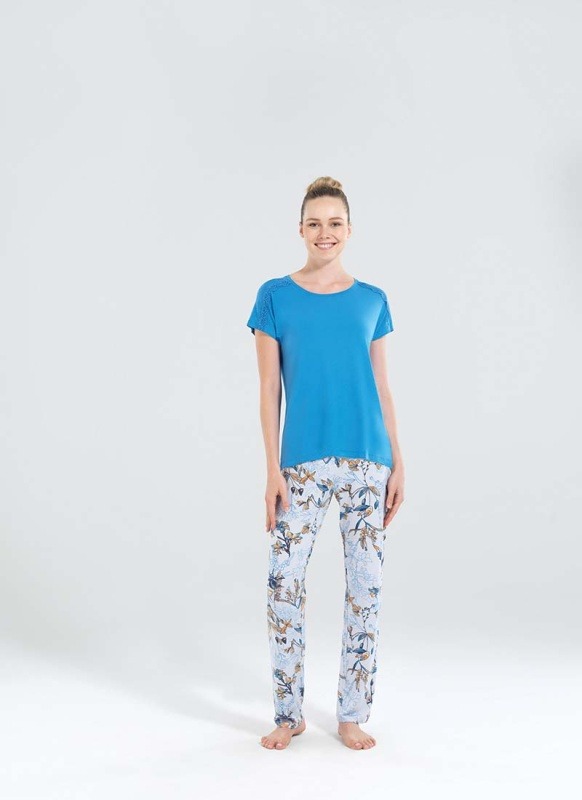 Kadın Uzun Pijama Takımı 50174 - Mavi - 1