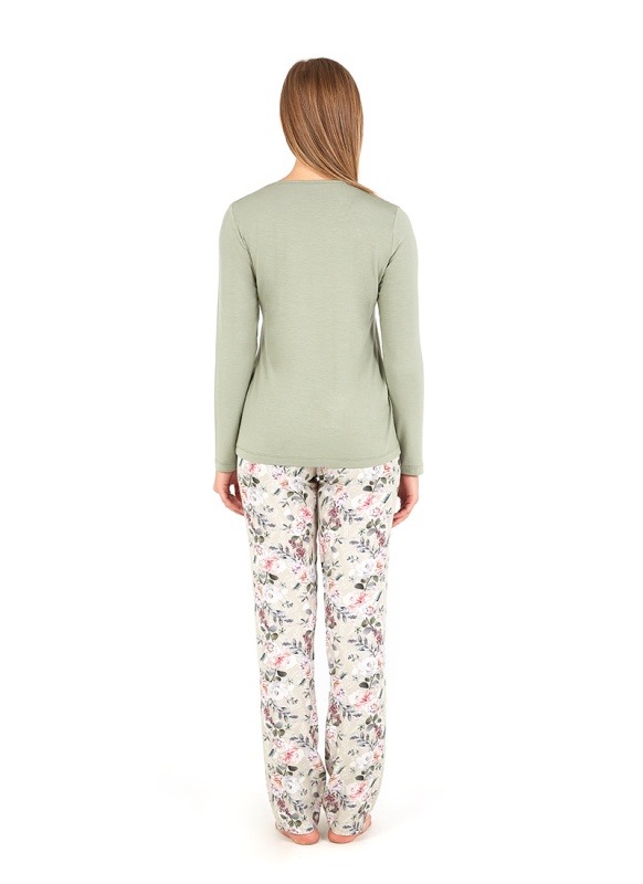 Kadın Uzun Pijama Takımı 50675 - Yeşil - 3