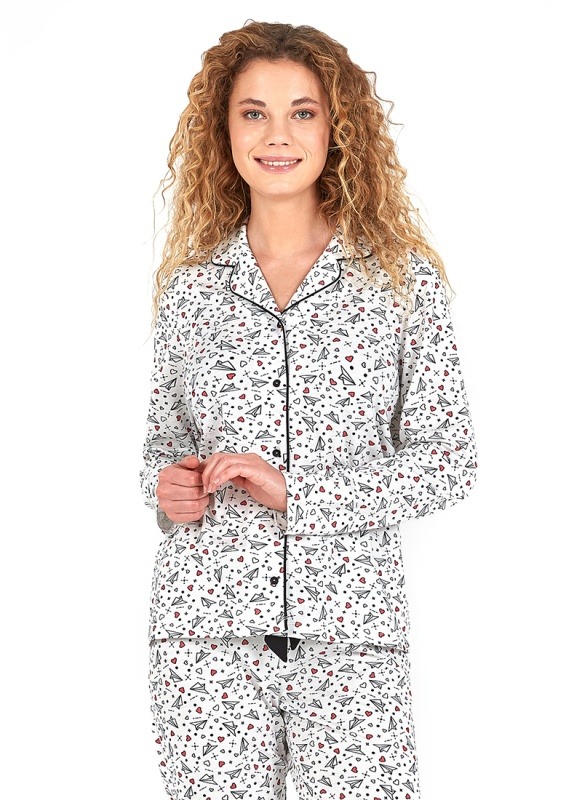 Kadın Uzun Pijama Takımı 50678 - Baskılı - 1