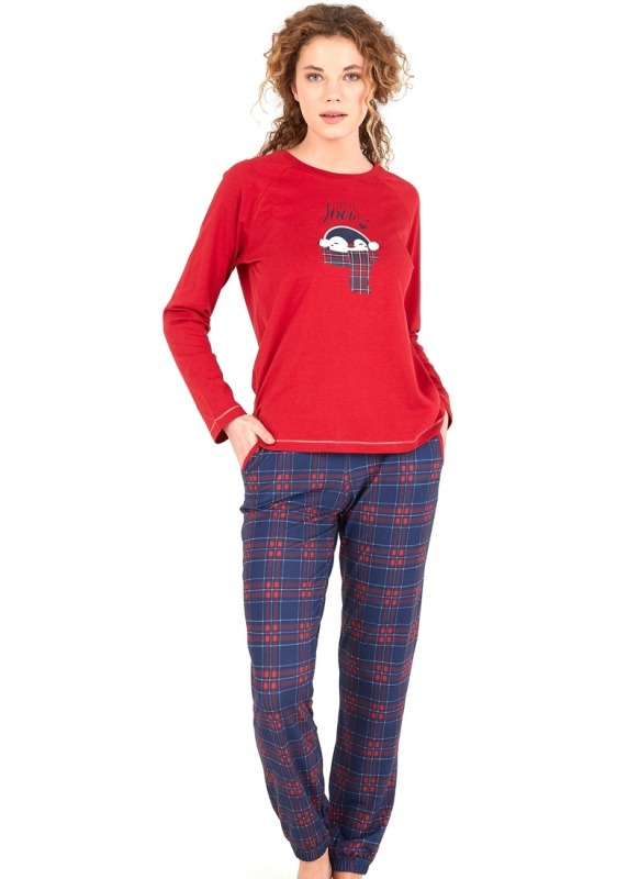 Kadın Uzun Pijama Takımı 50694 - Kırmızı - 4