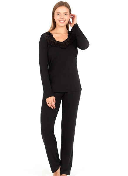 Kadın Uzun Pijama Takımı 50711 - Siyah - 1