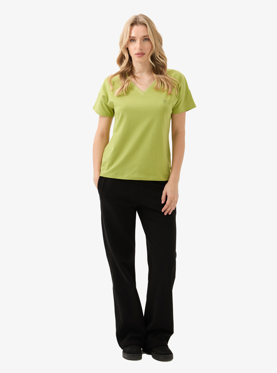 Kadın V Yaka T-Shirt 60584 - Yeşil - 4