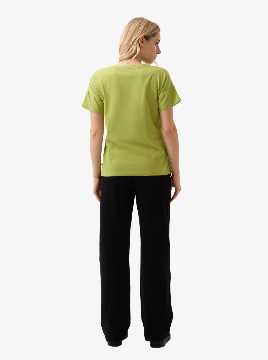 Kadın V Yaka T-Shirt 60584 - Yeşil - 6