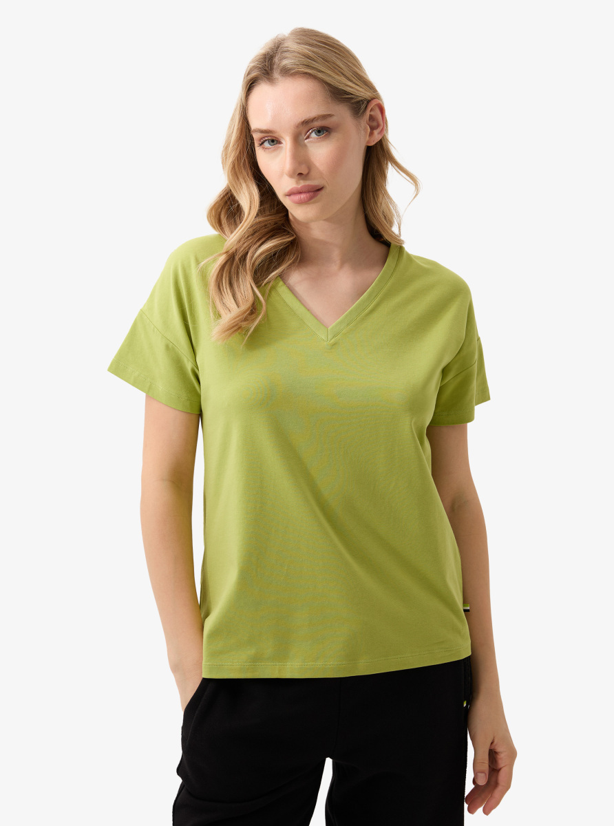 Kadın V Yaka T-Shirt 60584 - Yeşil - 1