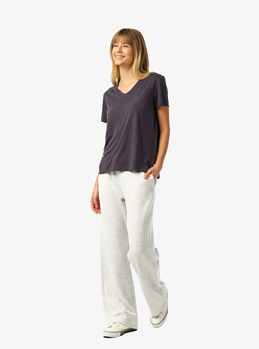 Kadın V Yaka T-Shirt 60671 - Antrasit - Blackspade (1)