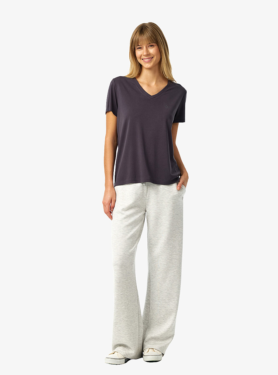 Kadın V Yaka T-Shirt 60671 - Antrasit - 6