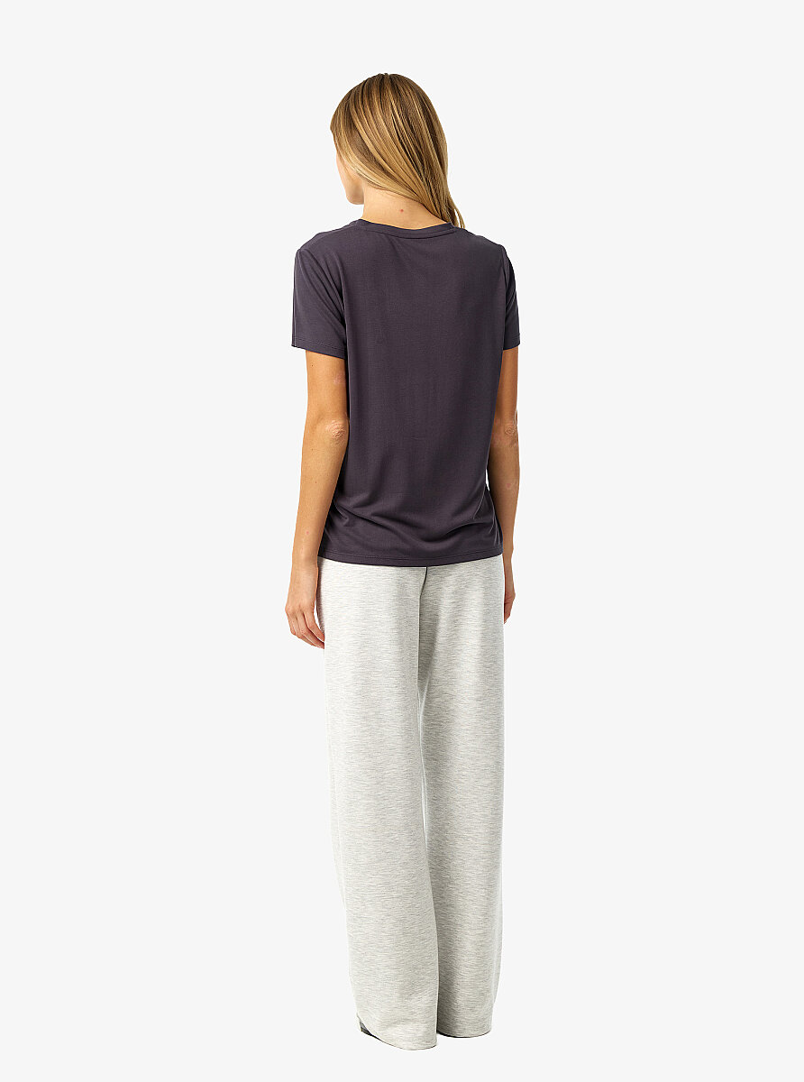 Kadın V Yaka T-Shirt 60671 - Antrasit - 3