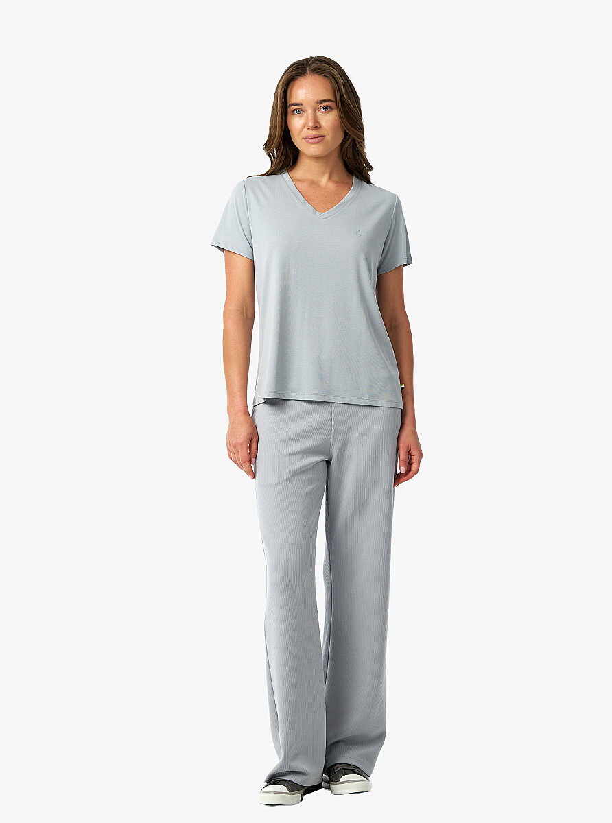 Kadın V Yaka T-Shirt 60671 - Gri - 5