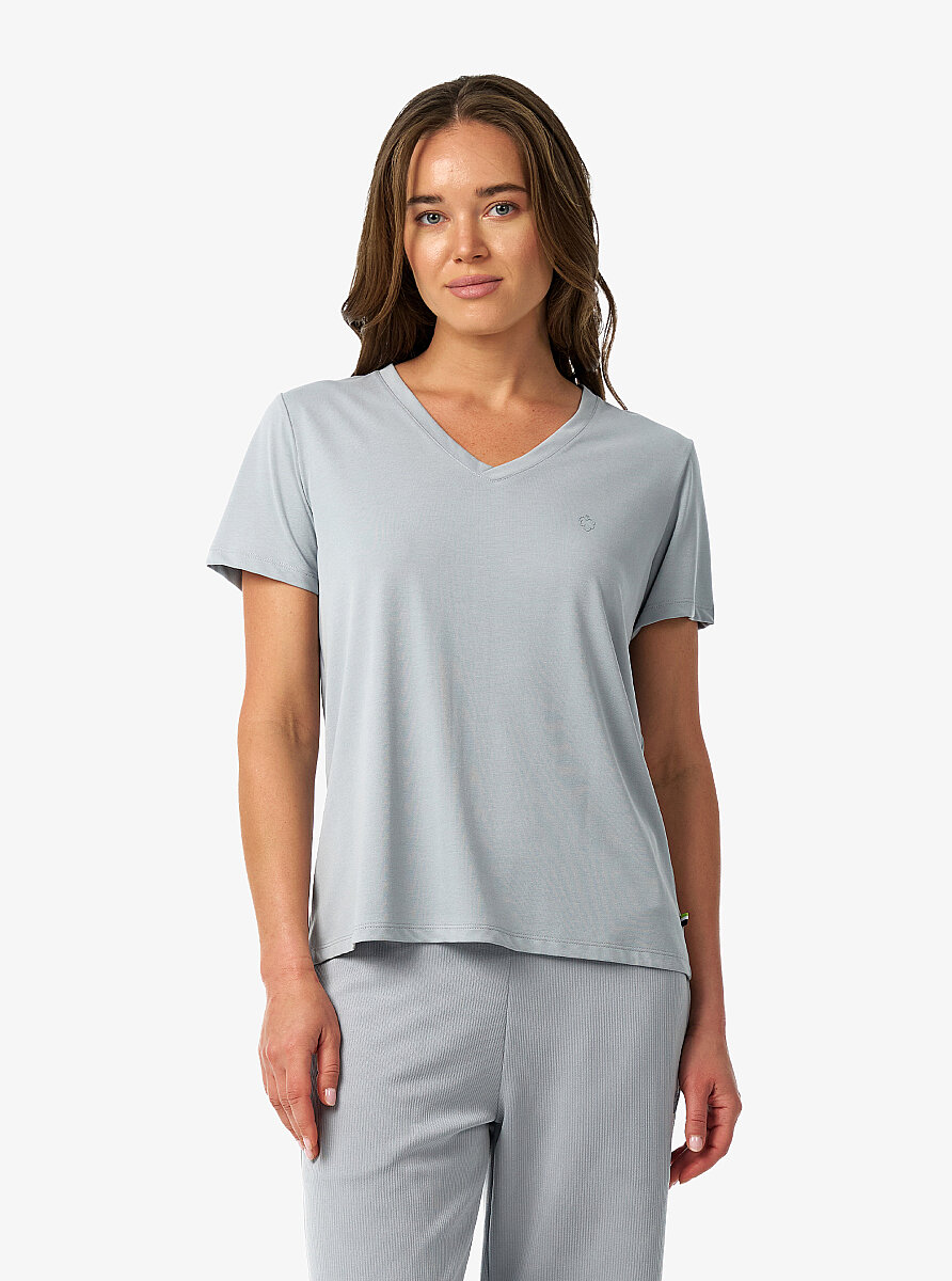 Kadın V Yaka T-Shirt 60671 - Gri - 1