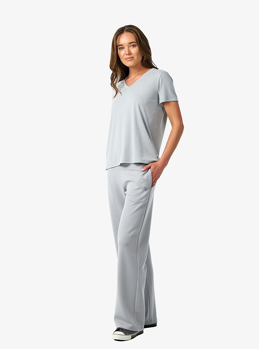 Kadın V Yaka T-Shirt 60671 - Gri - 2
