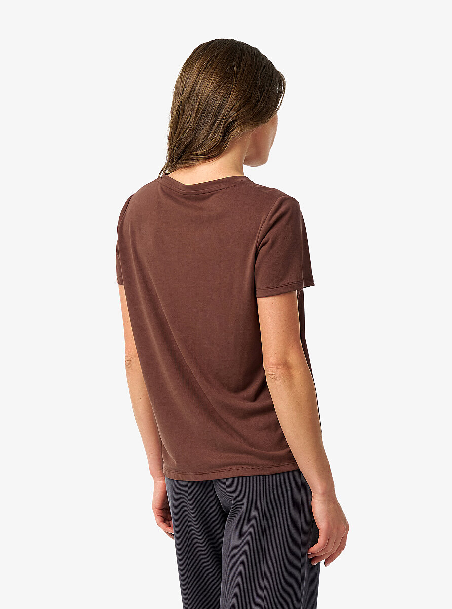 Kadın V Yaka T-Shirt 60671 - Kahverengi - 2