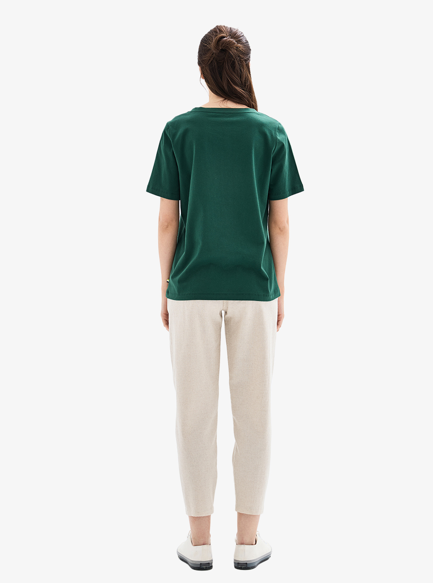 Kadın V Yaka T-Shirt 60629 - Koyu Yeşil - 5