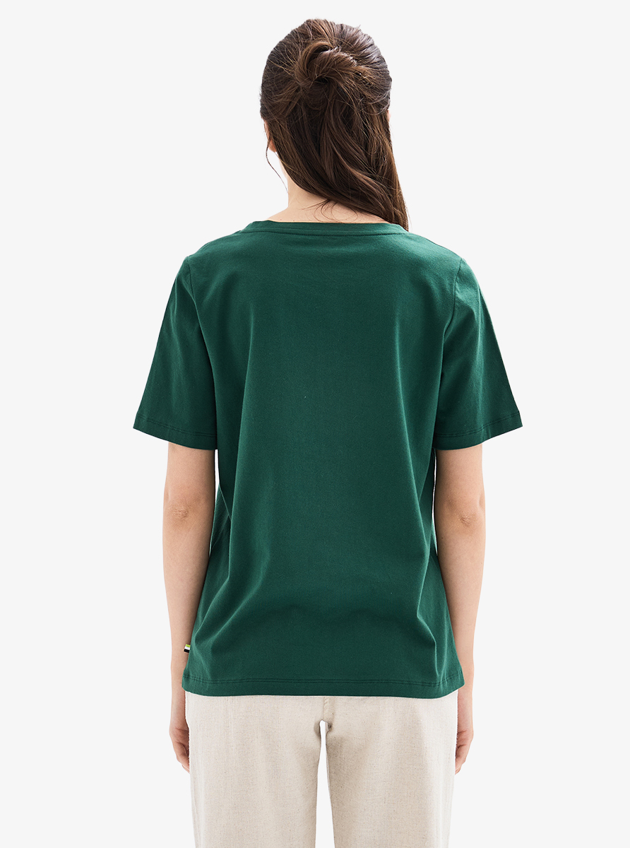 Kadın V Yaka T-Shirt 60629 - Koyu Yeşil - 2