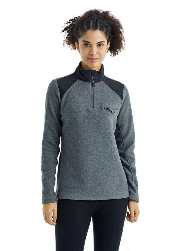 Kadın Polar Sweatshirt 50944 - Antrasit - Blackspade