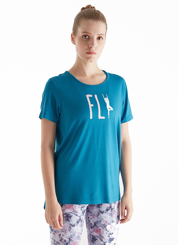 Kadın Yoga Tişört 70084 - Mavi - 1