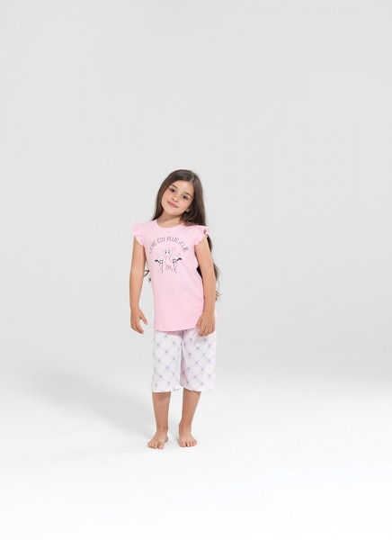Kız Çocuk Capri Pijama Takımı 50195 - Pembe - 1